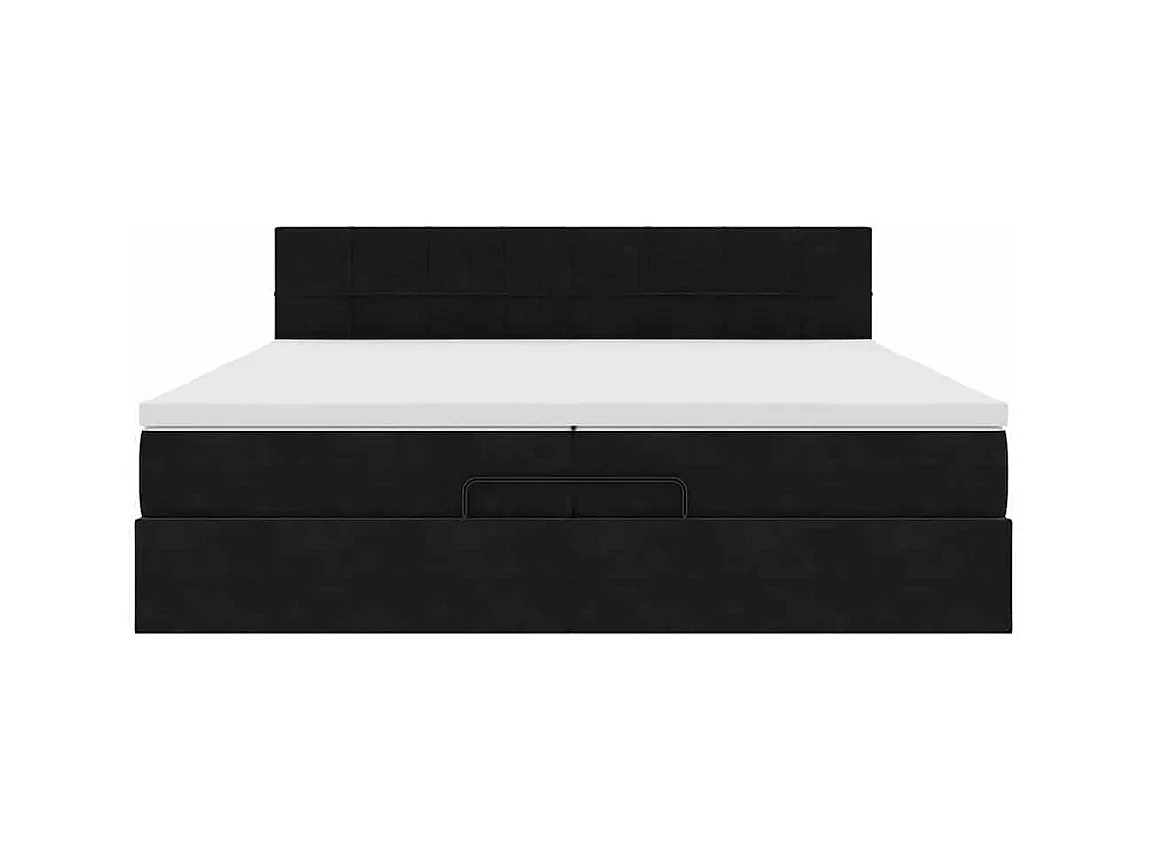 Cadre de lit ottoman avec matelas noir 200x200 cm velours