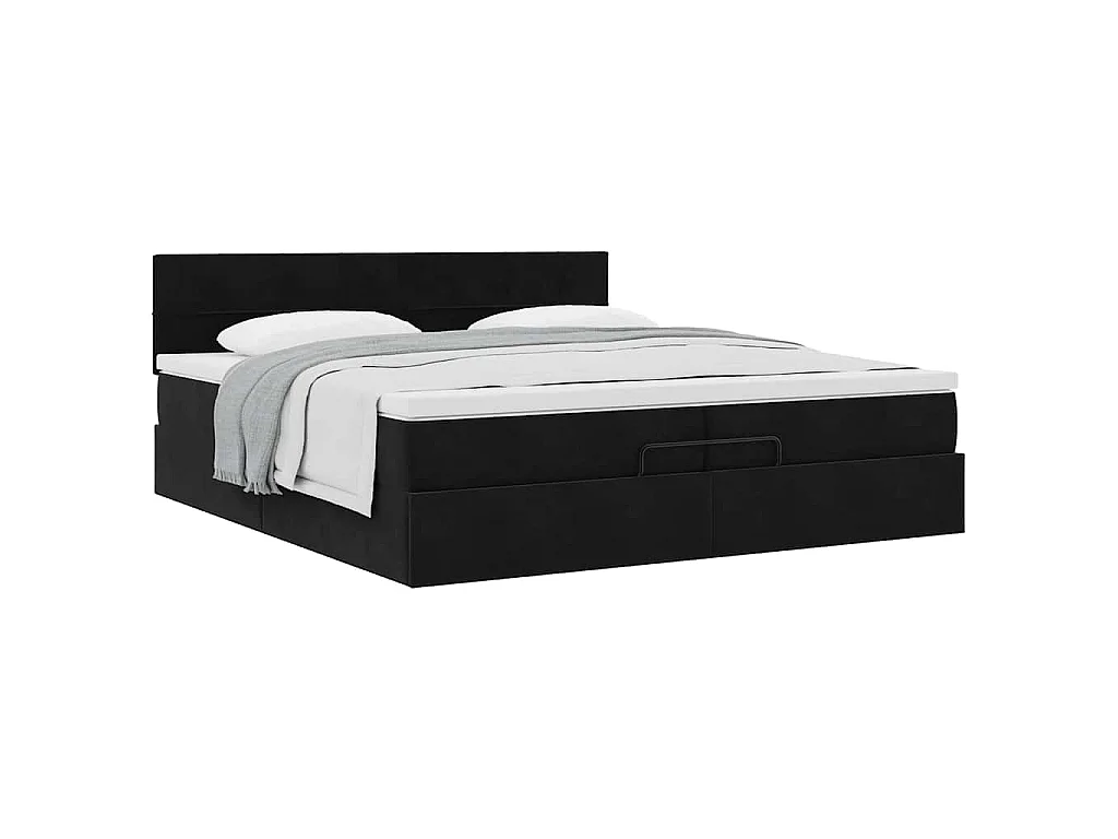 Ottoman bed met matras 200x200 cm fluweel zwart