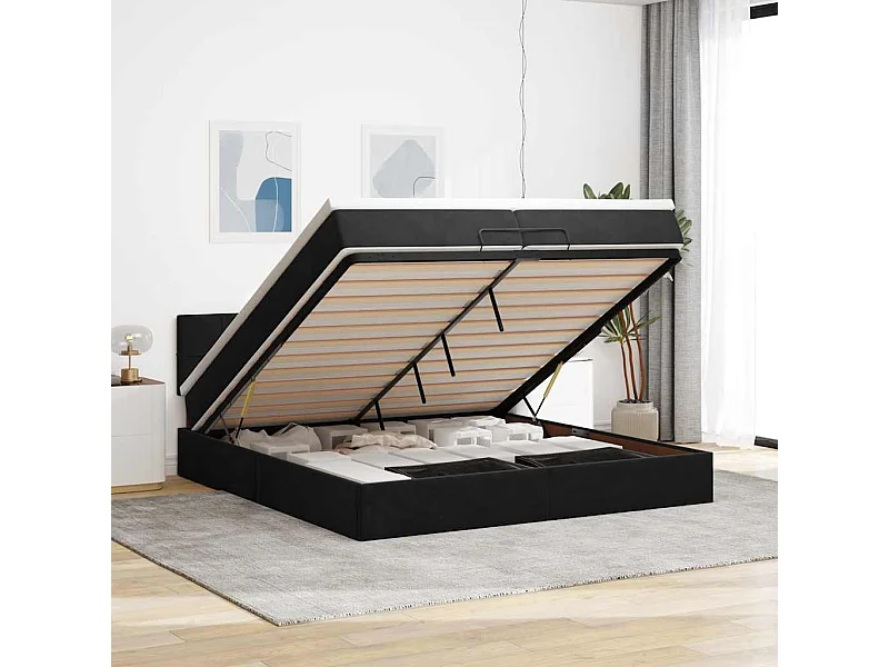Ottoman bed met matras 200x200 cm fluweel zwart