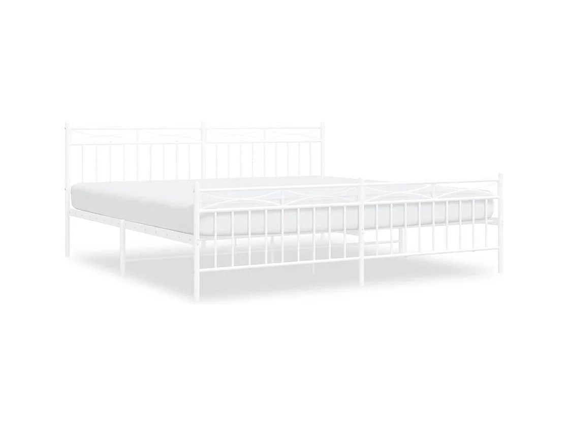 Bedframe met hoofd- en voeteneinde metaal wit 193x203 cm