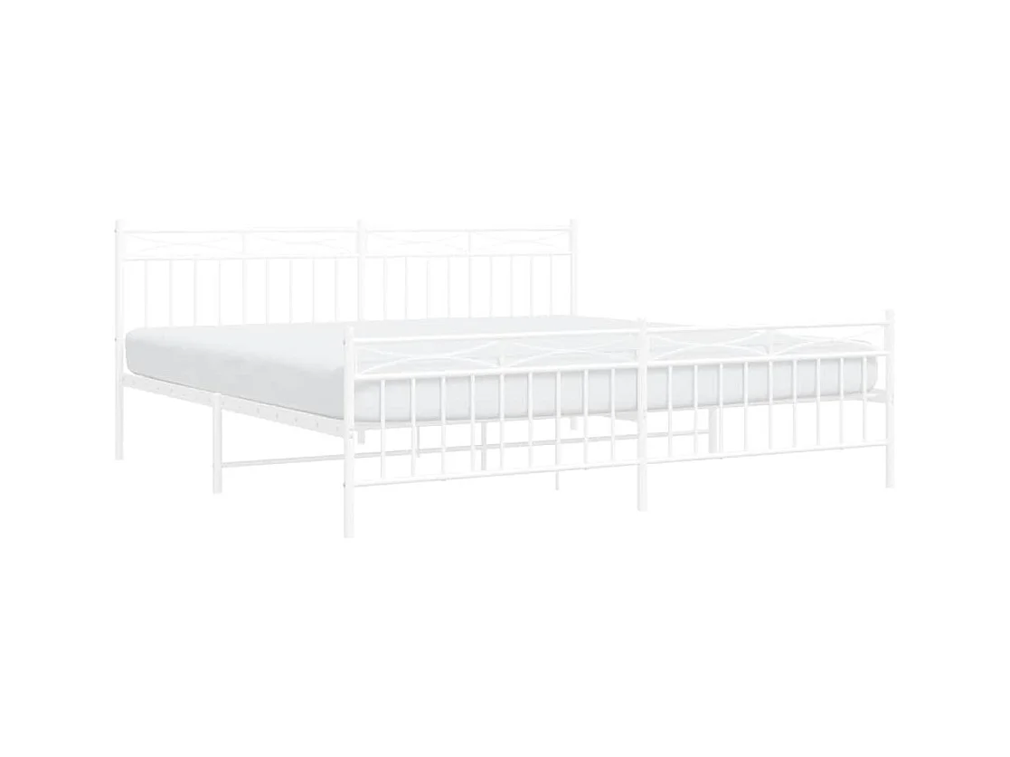 Bedframe met hoofd- en voeteneinde metaal wit 193x203 cm