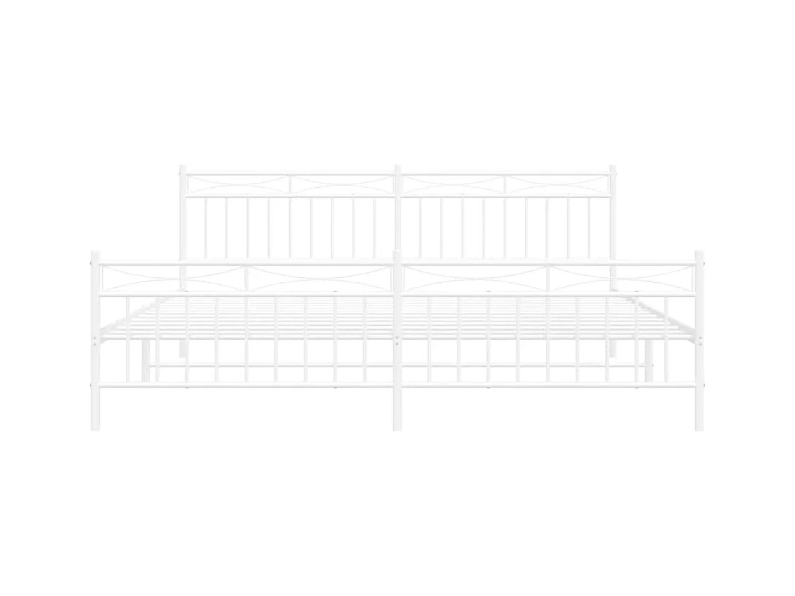 Bedframe met hoofd- en voeteneinde metaal wit 193x203 cm