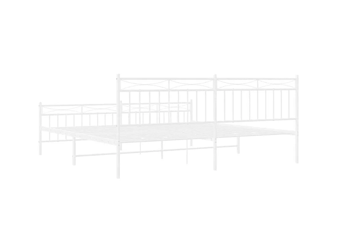 Bedframe met hoofd- en voeteneinde metaal wit 193x203 cm