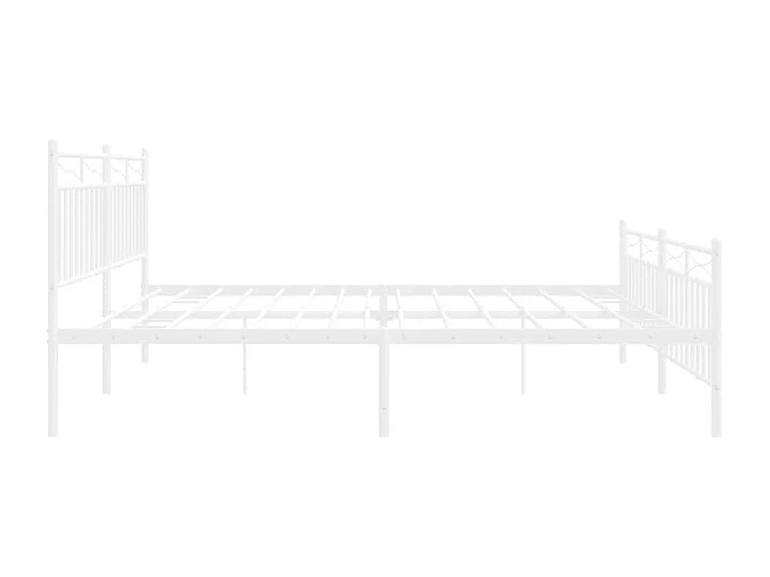 Cadre de lit métal sans matelas et pied de lit blanc 193x203 cm