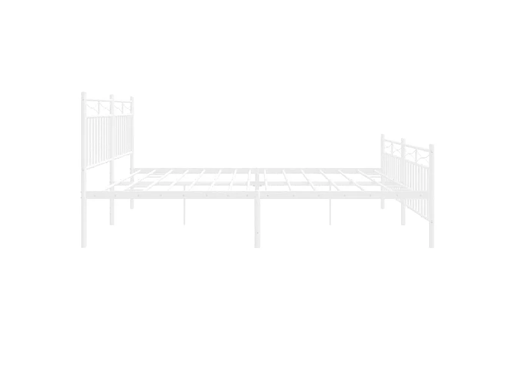 Cadre de lit métal sans matelas et pied de lit blanc 193x203 cm