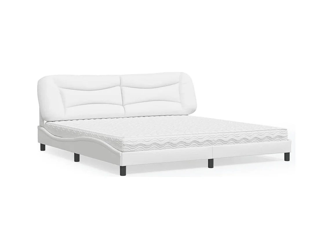 Lit avec matelas Hvar blanc 200x200 cm similicuir