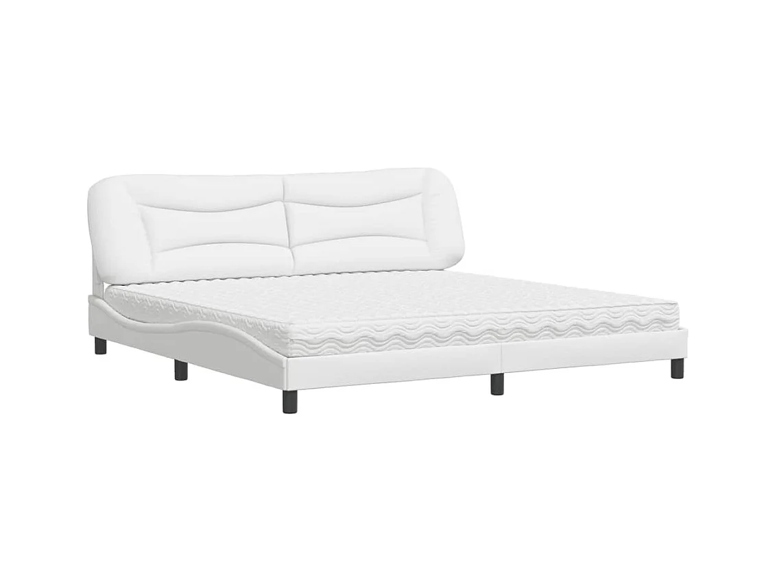 Lit avec matelas Hvar blanc 200x200 cm similicuir