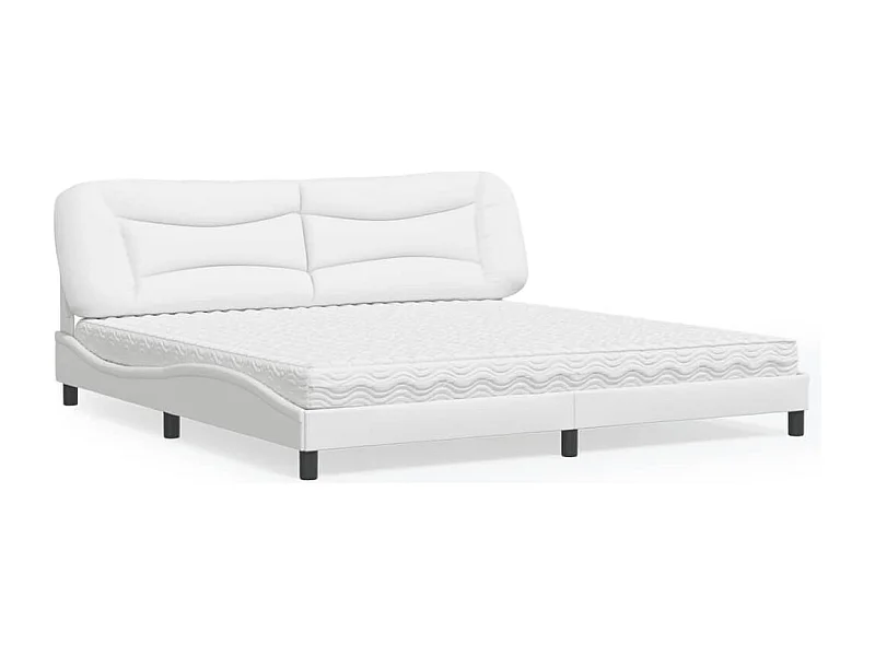 Cama com colchão Hvar 200x200 cm couro artificial branco