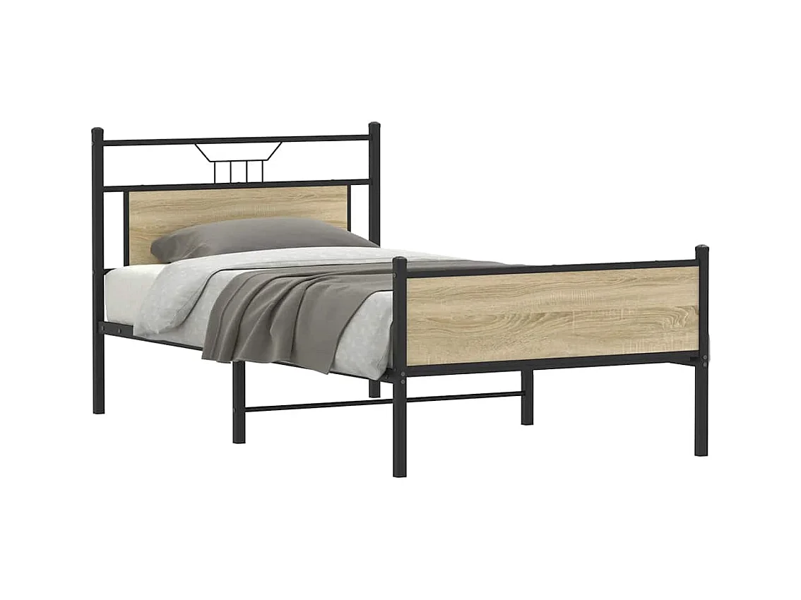 Cadre de lit sans matelas chêne sonoma 107x203 cm