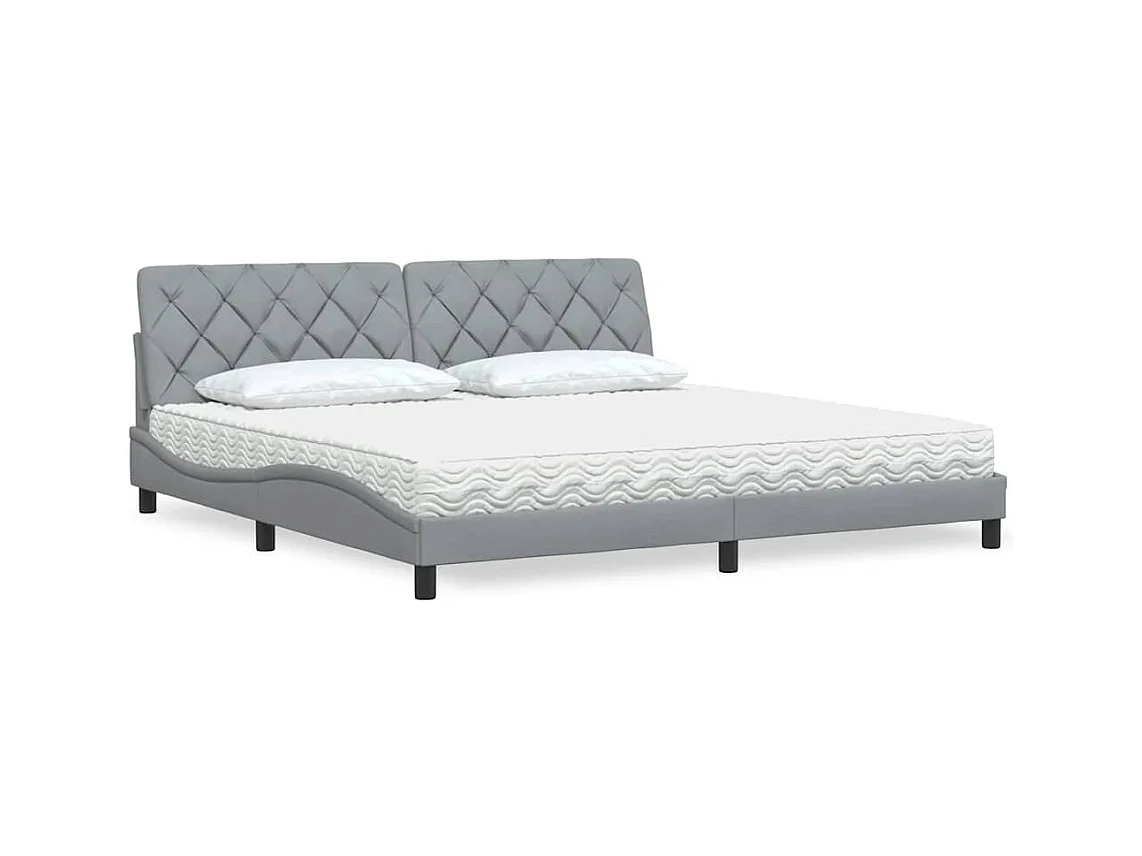 Lit avec matelas gris clair 200x200 cm tissu