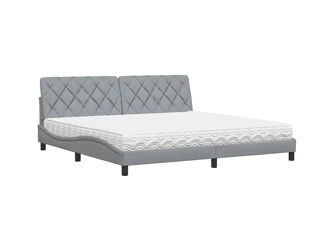 Lit avec matelas gris clair 200x200 cm tissu