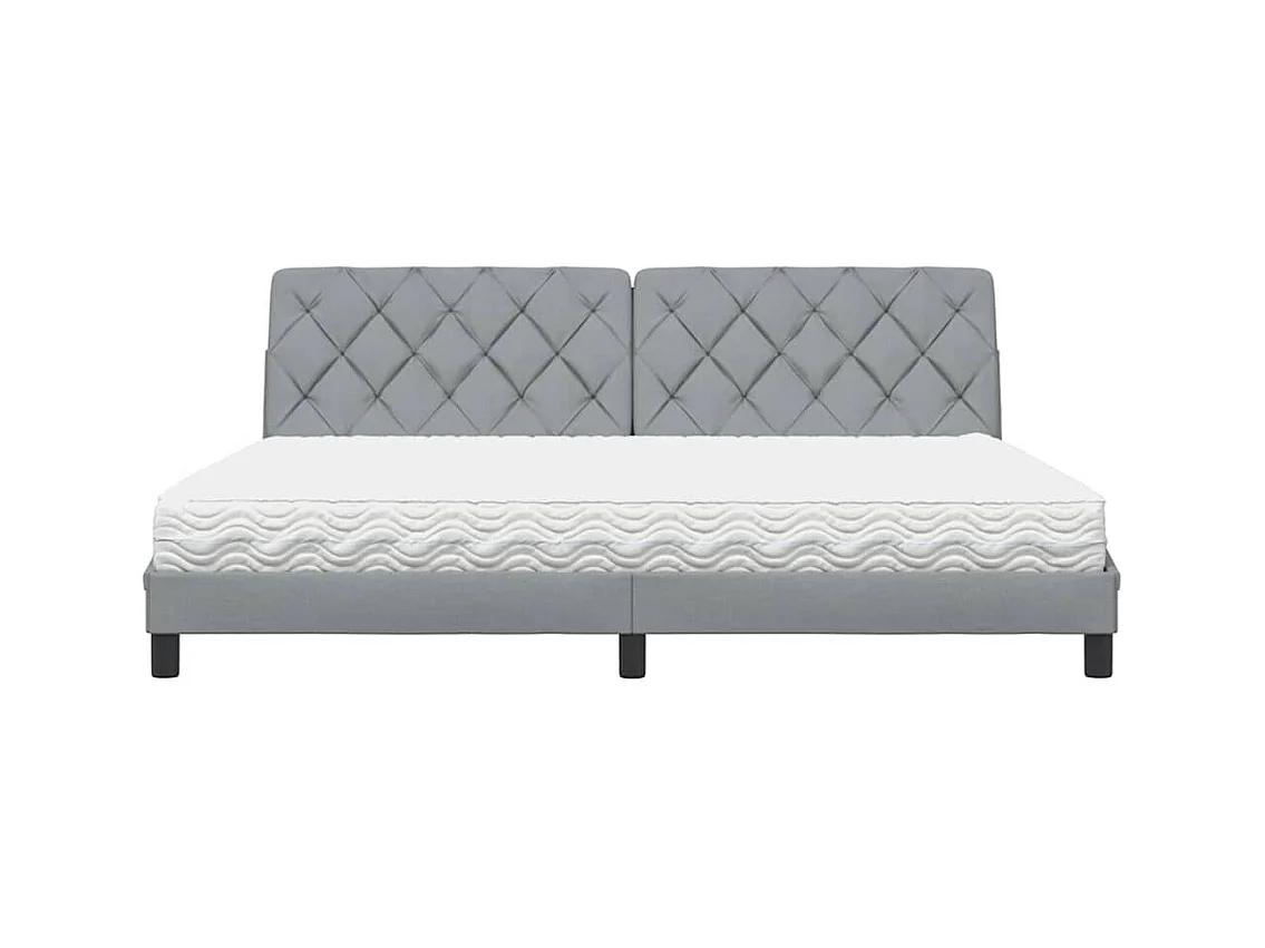 Lit avec matelas gris clair 200x200 cm tissu