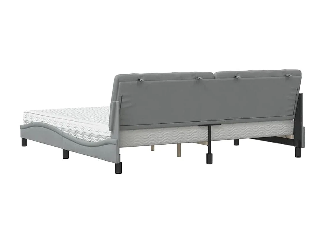 Lit avec matelas gris clair 200x200 cm tissu