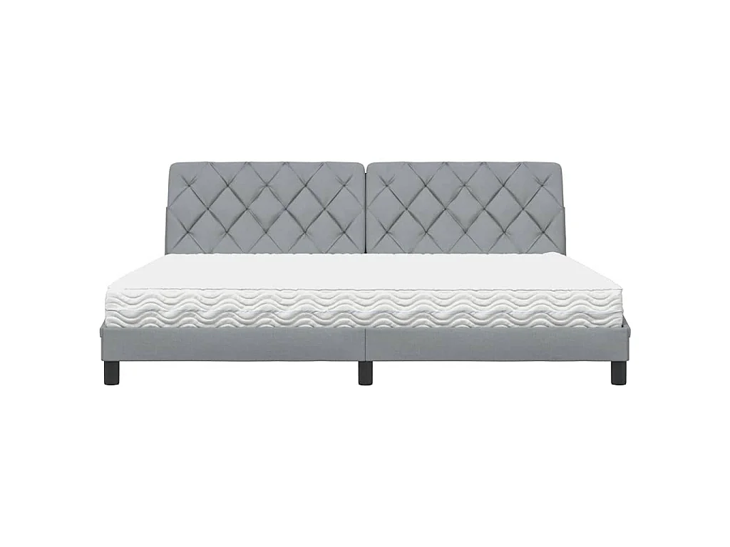 Lit avec matelas gris clair 200x200 cm tissu