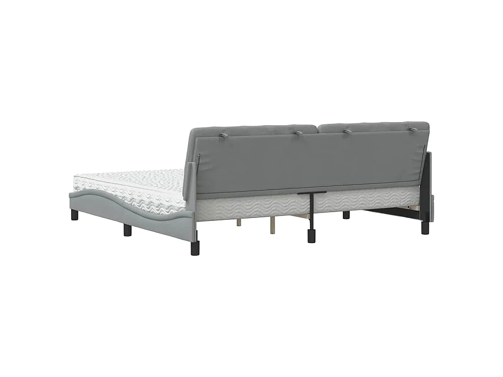 Lit avec matelas gris clair 200x200 cm tissu