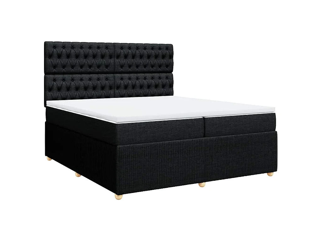 Boxspringbett mit Matratze Schwarz 200x200 cm Stoff