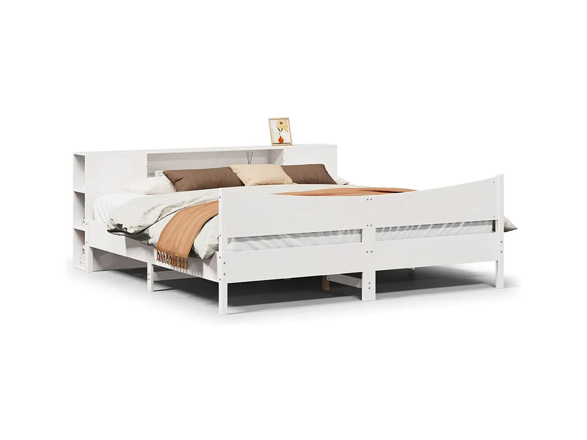 Cadre de lit sans matelas blanc 200x200 cm bois massif de pin
