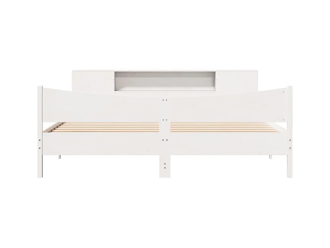Cadre de lit sans matelas blanc 200x200 cm bois massif de pin