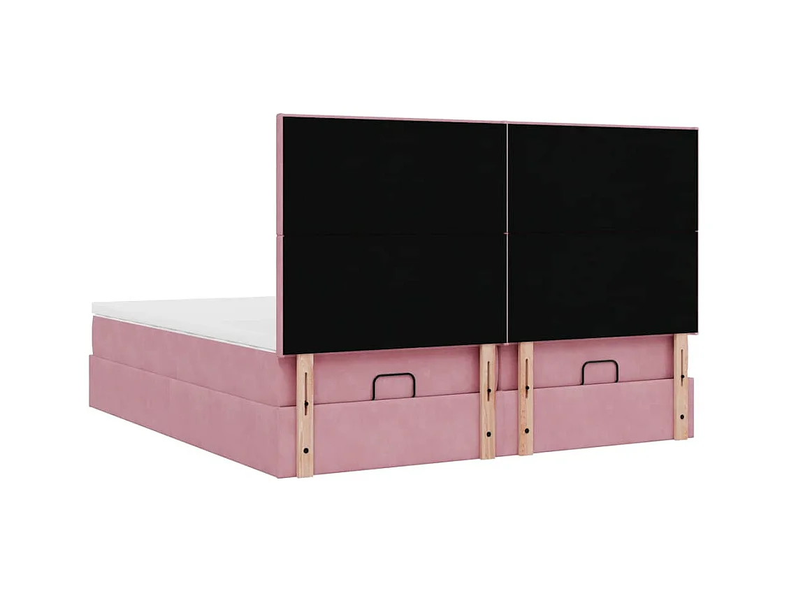 Cadre de lit ottoman avec matelas rose 200x200 cm velours