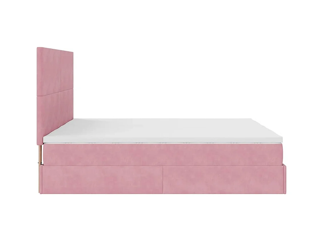 Cadre de lit ottoman avec matelas rose 200x200 cm velours