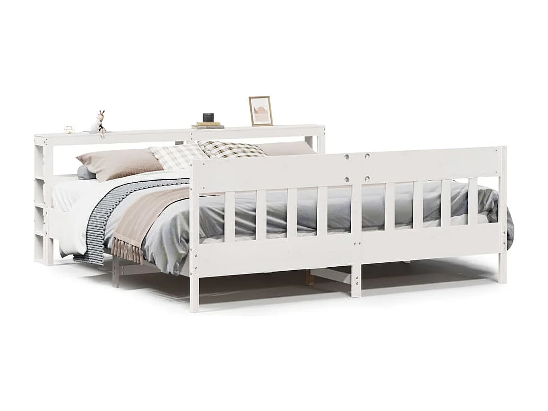Cadre de lit sans matelas blanc 200x200 cm bois massif de pin