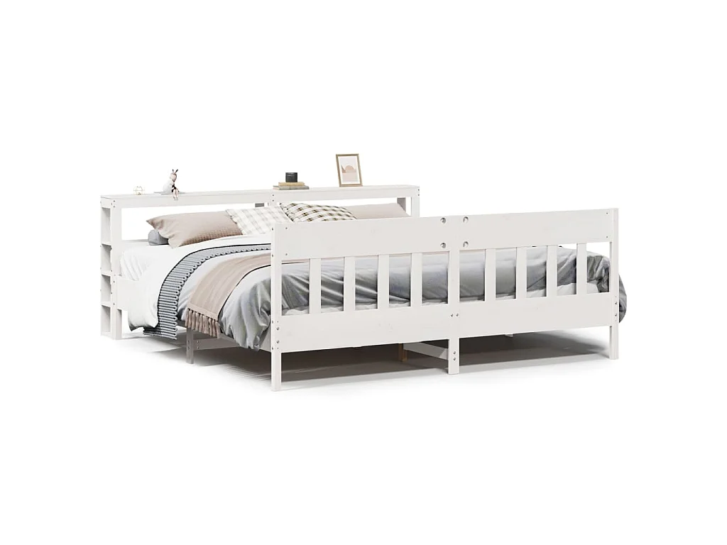 Estructura de cama sin colchón madera maciza blanca 200x200 cm