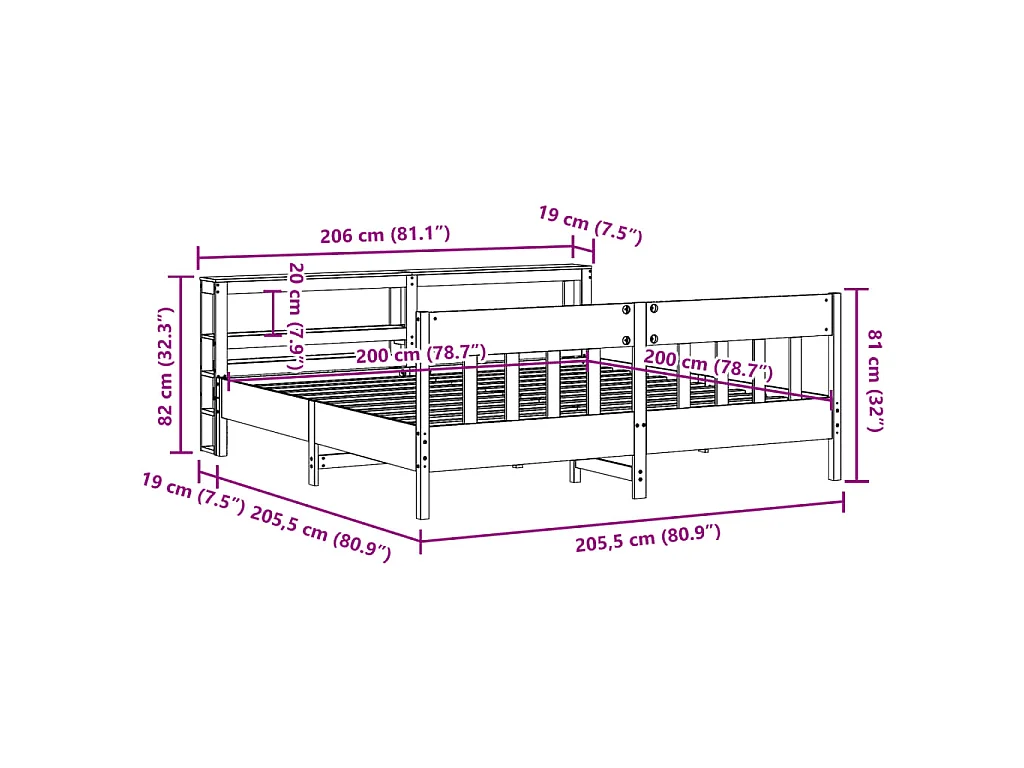 Estructura de cama sin colchón madera maciza blanca 200x200 cm