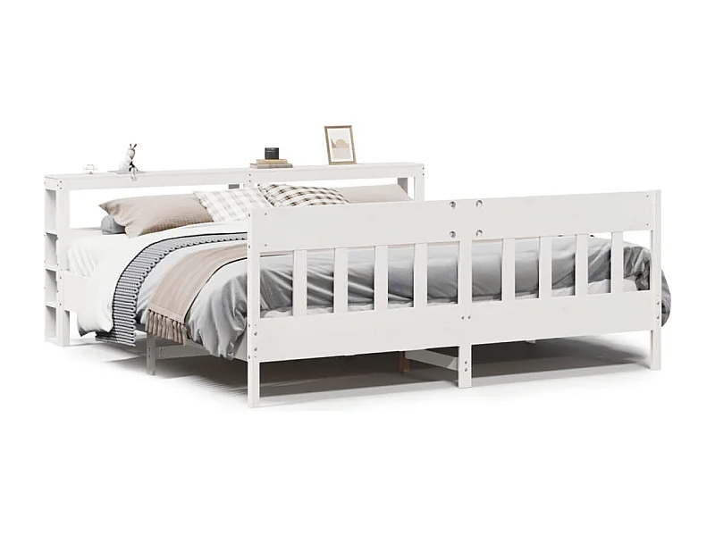 Bedframe zonder matras massief grenenhout wit 200x200 cm