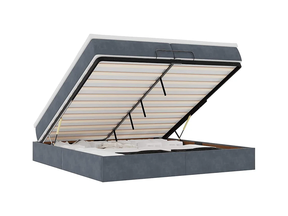 Ottoman-Bett mit Matratzen Dunkelgrau 200x200 cm Samt