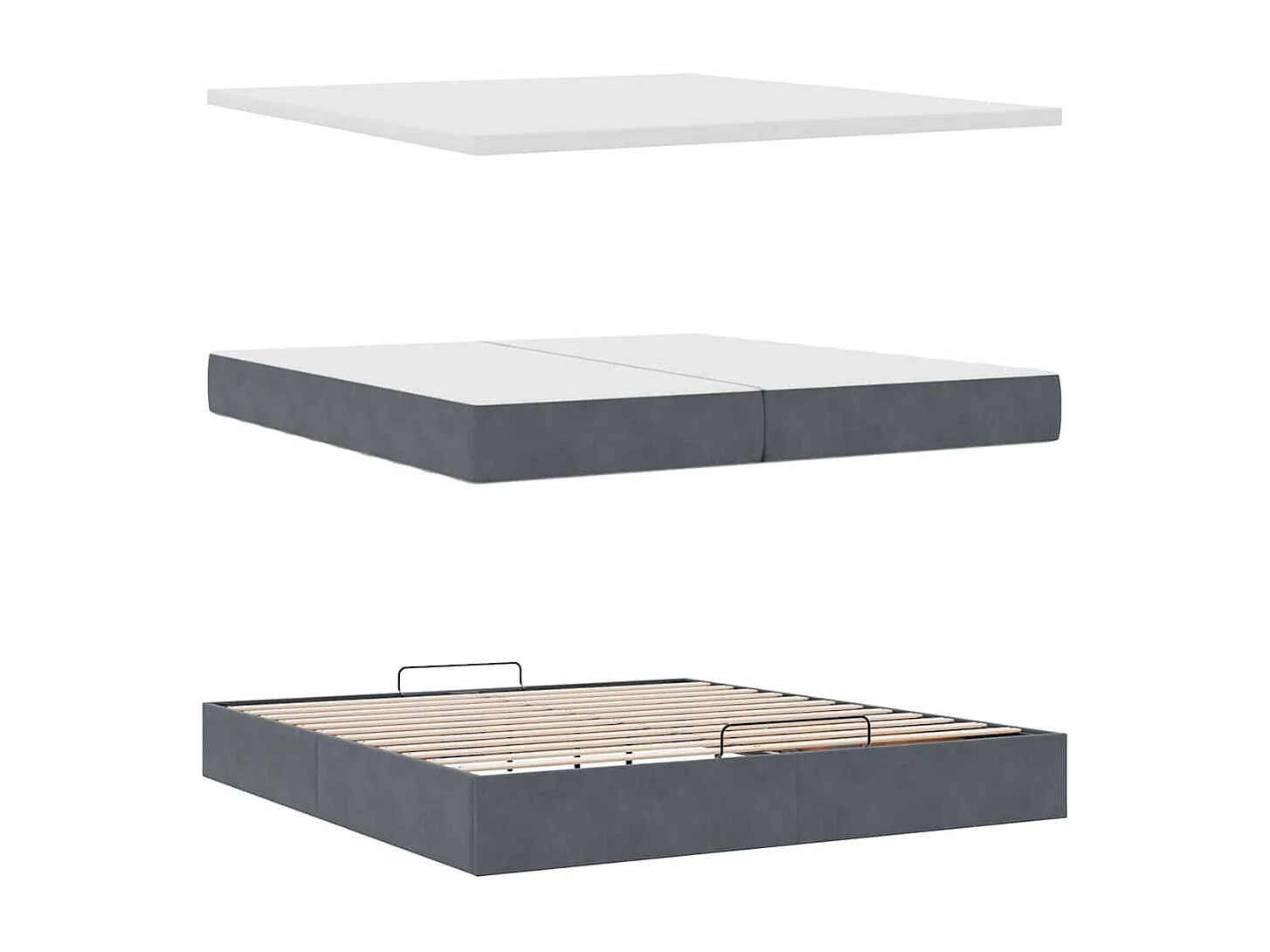 Ottoman-Bett mit Matratzen Dunkelgrau 200x200 cm Samt