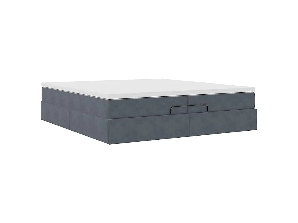 Ottoman-Bett mit Matratzen Dunkelgrau 200x200 cm Samt