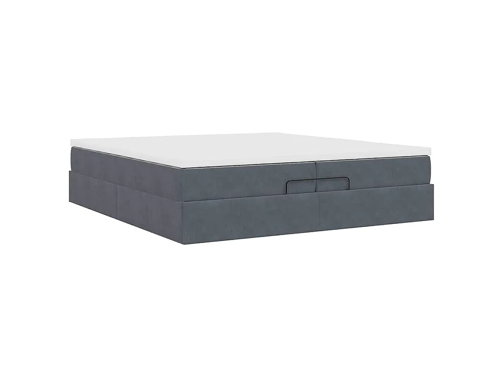 Ottoman-Bett mit Matratzen Dunkelgrau 200x200 cm Samt