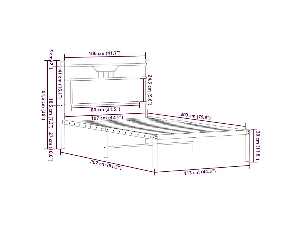Cadre de lit sans matelas chêne marron 107x203 cm