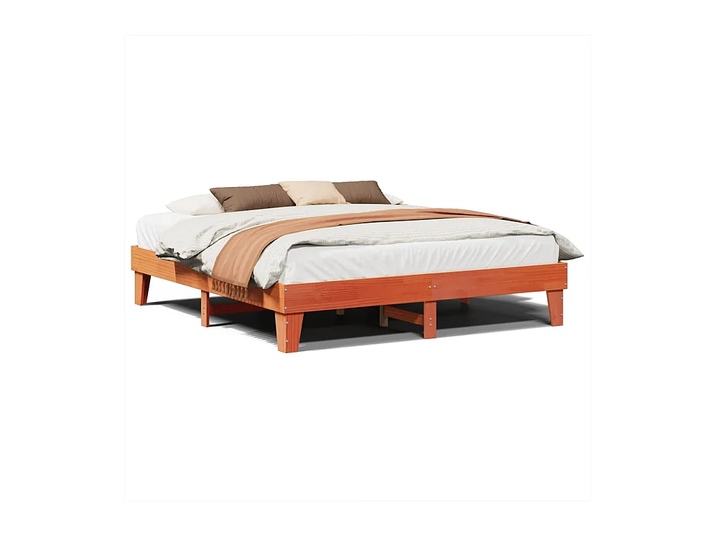 Cadre de lit sans matelas cire marron 200x200cm bois pin massif