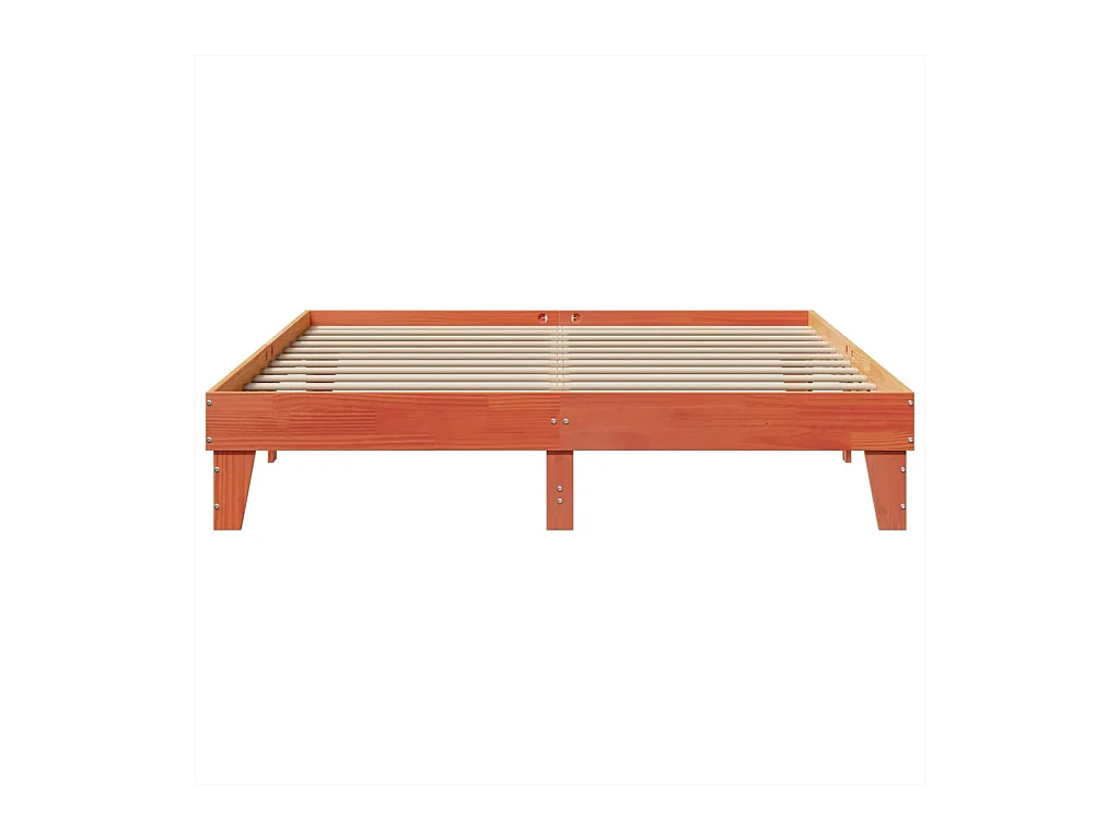 Cadre de lit sans matelas cire marron 200x200cm bois pin massif