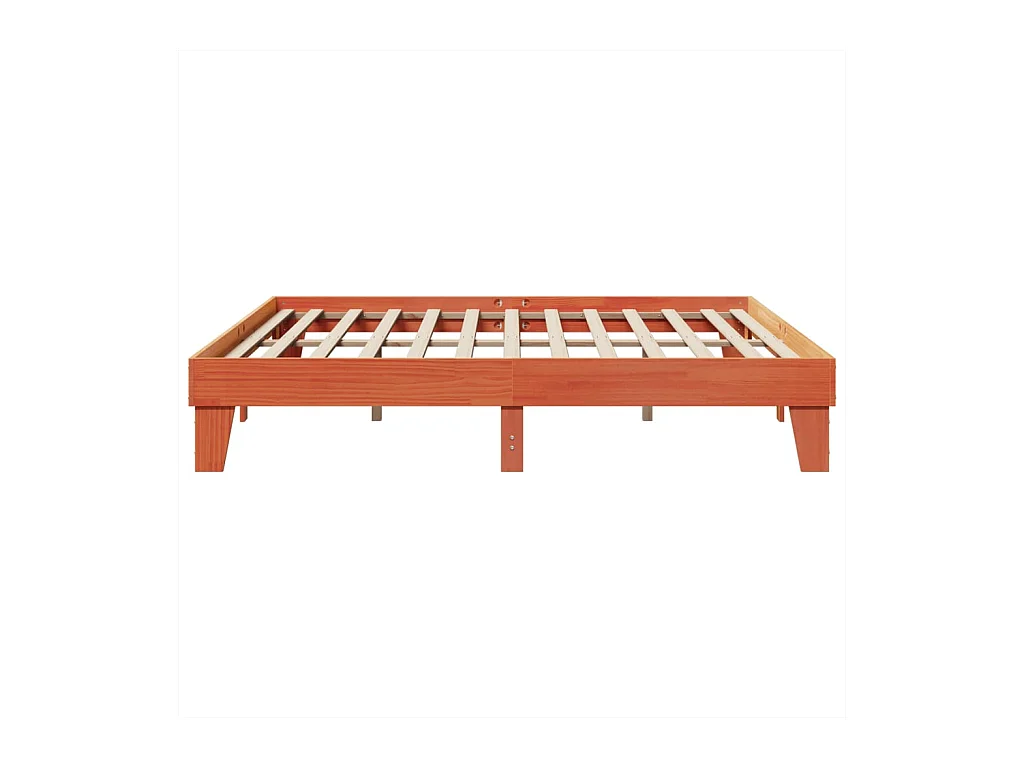 Cadre de lit sans matelas cire marron 200x200cm bois pin massif
