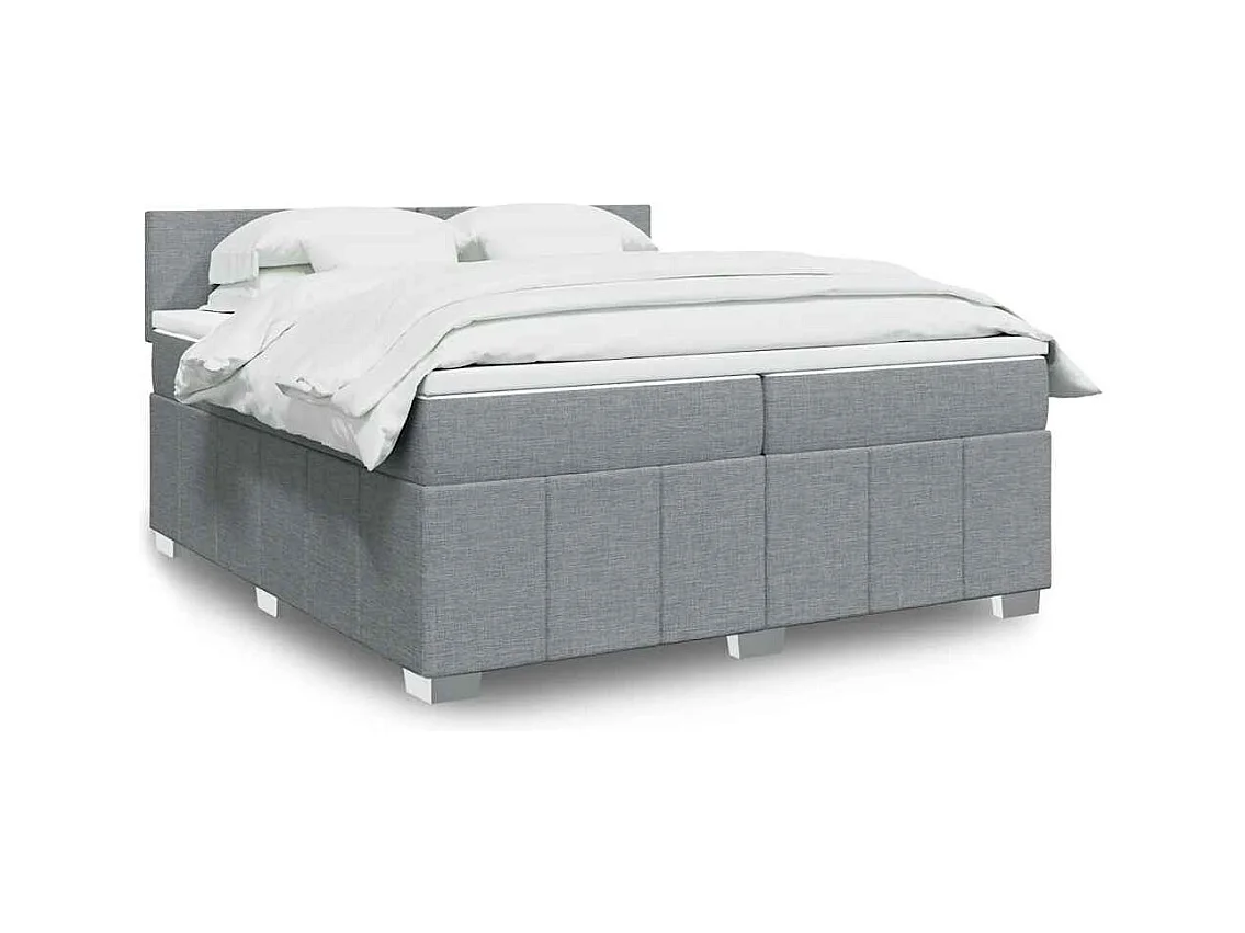 Sommier à lattes de lit avec matelas Gris clair 200x200cm Tissu