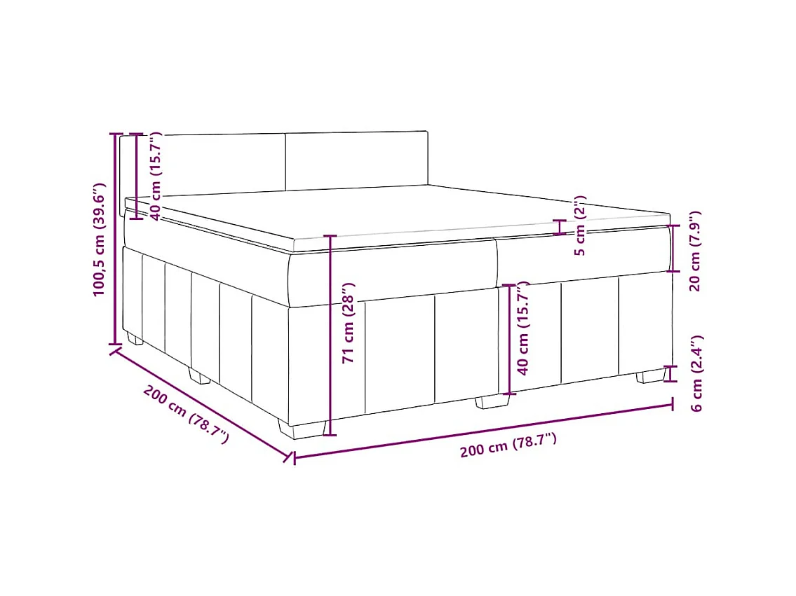 Sommier à lattes de lit avec matelas Gris clair 200x200cm Tissu