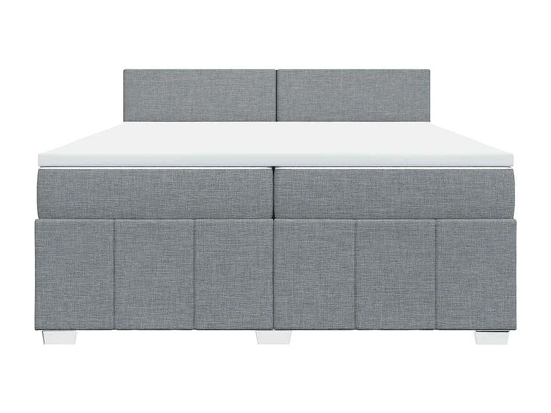 Cama com molas/colchão 200x200 cm tecido cinza-claro