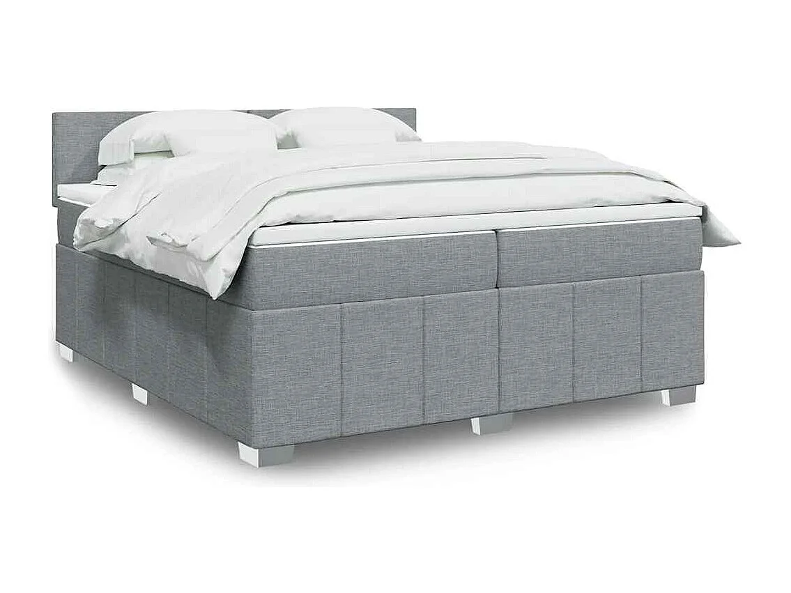 Cama com molas/colchão 200x200 cm tecido cinza-claro