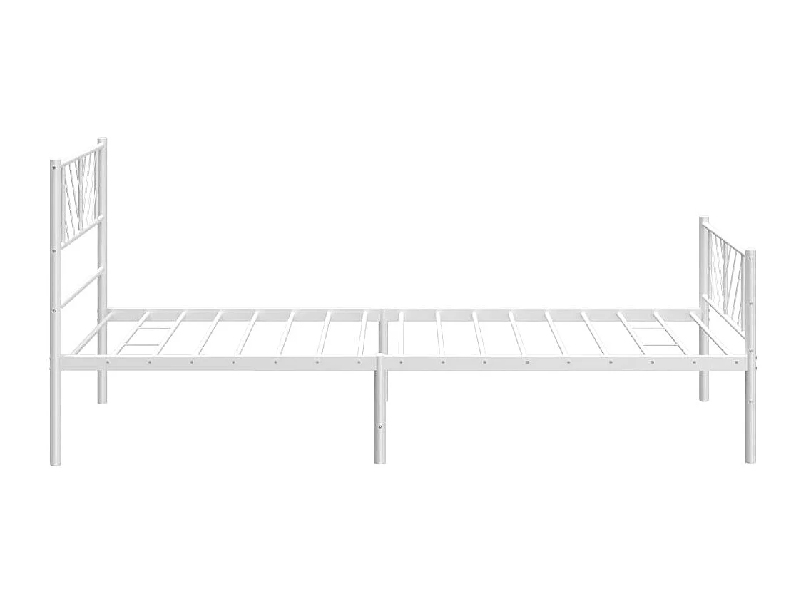 Cadre de lit métal sans matelas et pied de lit blanc 107x203 cm