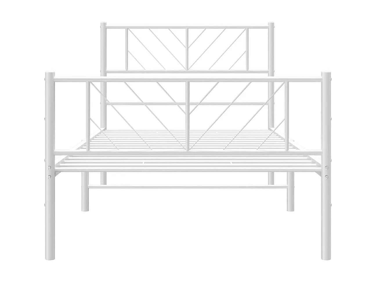 Cadre de lit métal sans matelas et pied de lit blanc 107x203 cm