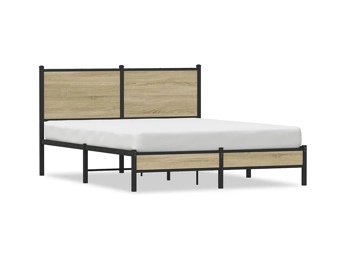Cadre de lit en métal sans matelas chêne sonoma 150x200 cm