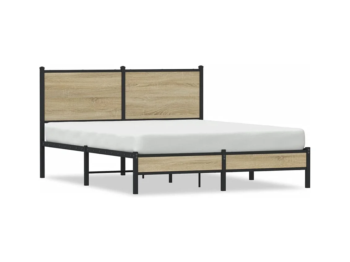 Cadre de lit en métal sans matelas chêne sonoma 150x200 cm
