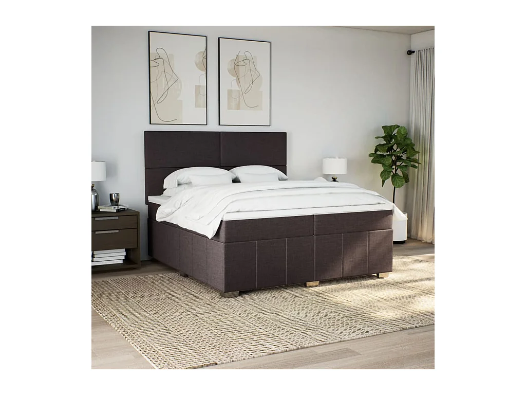 Sommier à lattes de lit avec matelas Marron foncé 200x200 cm