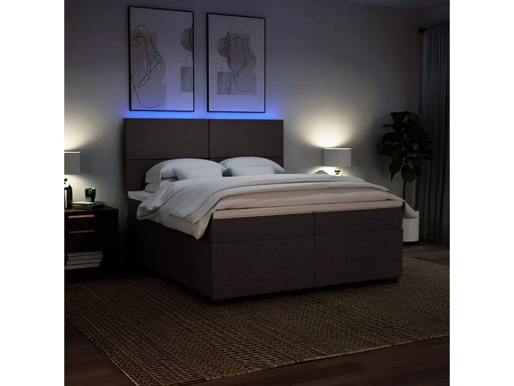 Boxspringbett mit Matratze Dunkelbraun 200x200 cm Stoff