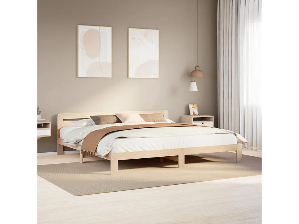 Cama sem colchão 200x200 cm madeira de pinho maciça