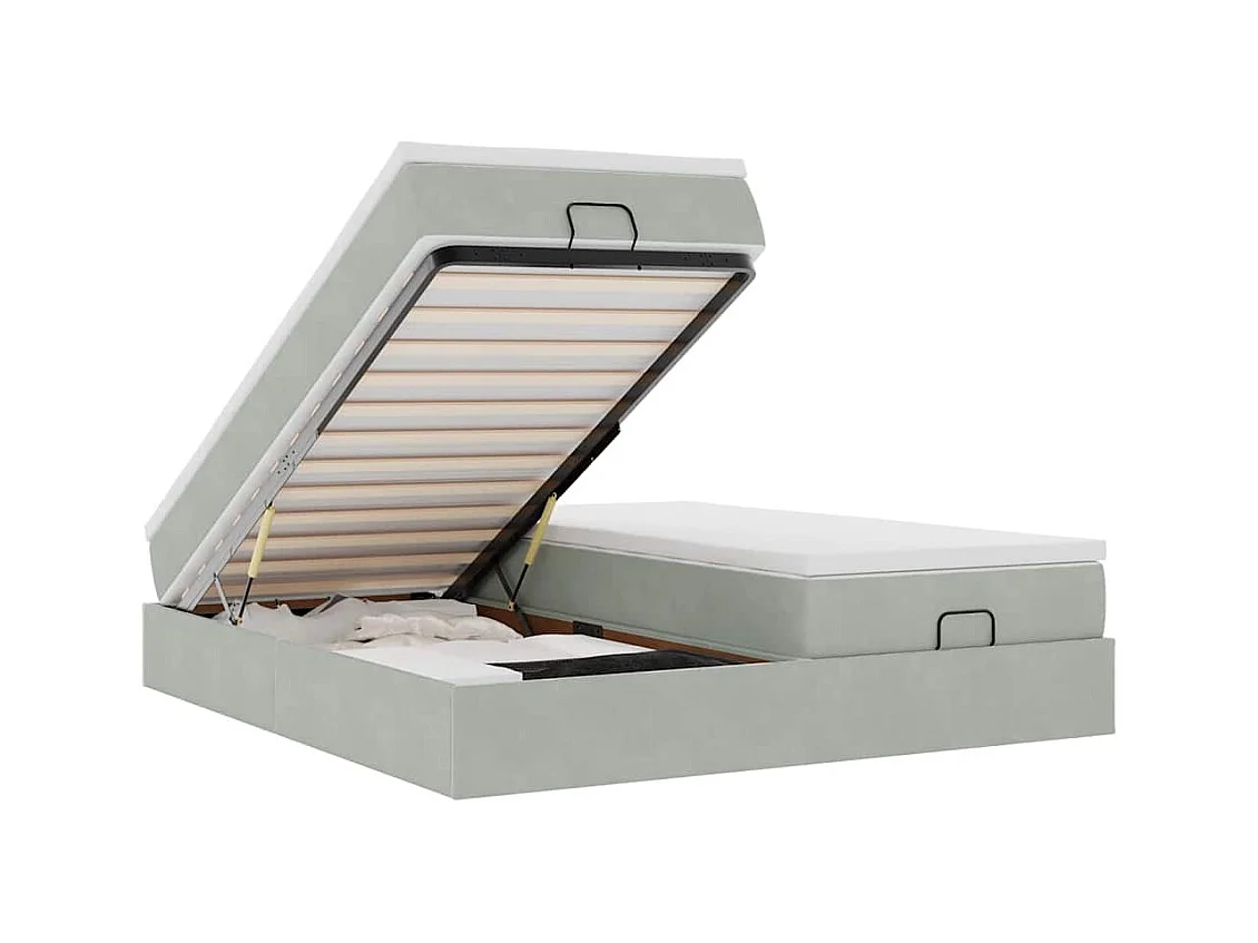 Ottoman-Bett mit Matratzen Hellgrau 200x200 cm Samt