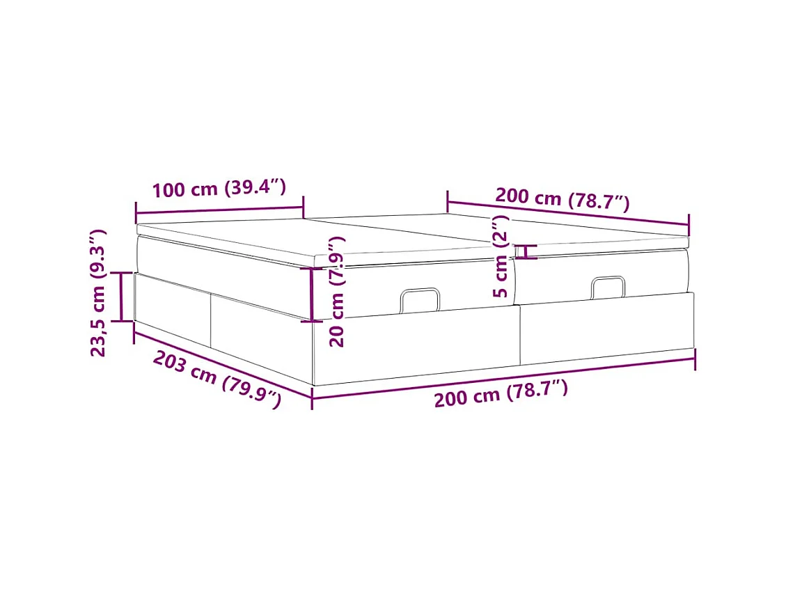 Ottoman-Bett mit Matratzen Hellgrau 200x200 cm Samt