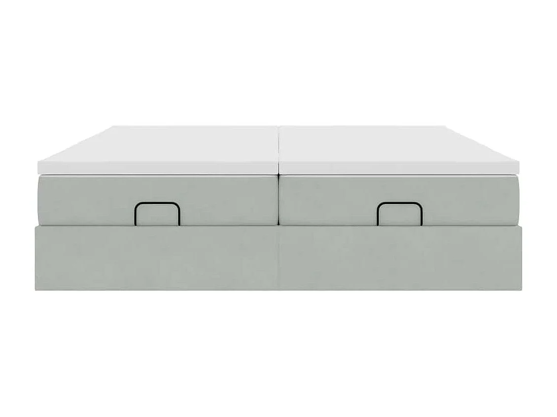 Cadre de lit ottoman avec matelas gris clair 200x200 cm velours